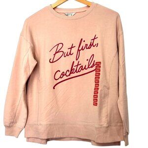 NWT Wildfox Sweatshirt Womens Size XS Light Peach Long Sleeve Oversized New